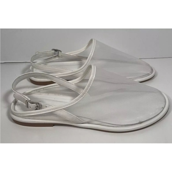 NWOT NEW Zara Sheer Mesh Mules, White - Picture 3 of 5